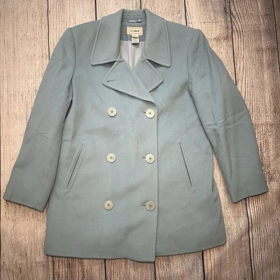 VTG LL BEAN PeaCoat Jacket Wool Cashmere Classic Blue Women’s Petites 10 10P - Image 1 of 4