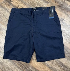 Kenneth Cole pantaloncino uomo 36 Techni-Cole cotone elasticizzato chino blu navy cuciture interne 9" - Foto 1 di 13