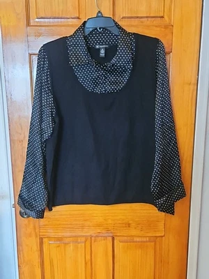 INC  Women’s Sweater Black Silk Blend Silk Color Polka Dot Size 3X NWOT  - Image 1 of 4