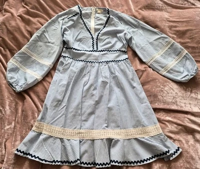 Vestido Shoshanna Azul Rayas Azul Talla Pequeña Excelente Estado 100% Algodón Foto 1 de 4