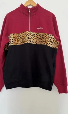 Supreme Leopard Panel Half Zip Sweatshirt - Photo 1/4