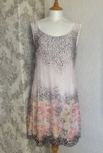 AL PARADISE EASY WEAR SUMMER HOLIDAY DRESS-SIZE MEDIUM FIT 12/14-CROTCHET/SEQUIN - Picture 1 of 24