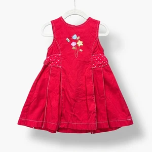 Vintage Gymboree Dress 2T Toddler 90s Red Embroidered Flower Honey Bee + Bloomer - Picture 1 of 8