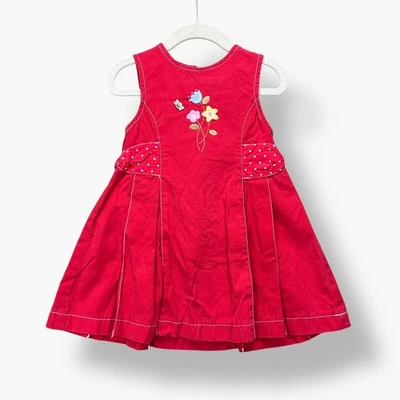 Vintage Gymboree Dress 2T Toddler 90s Red Embroidered Flower Honey Bee + Bloomer - Image 1 of 4