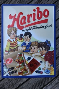 Vintage Haribo Golden Gummibärchen Deutsch Werbung Blechschild Goldbarren Kinder - Bild 1 von 7