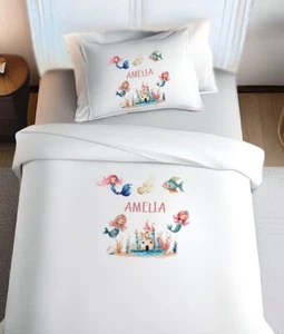 Personalisierter Kinder Meerjungfrau Bettbezug Set, Kissenbezug, Kinderzimmer Schlafzimmer Artikel - Bild 1 von 2