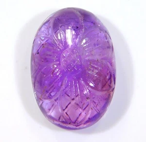 NATURAL AMETHYST QUARTZ CARVING OVAL GEMSTONE HAND-POLISHED CABOCHON 51.CT CL173 - Picture 1 of 9