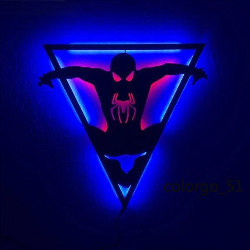 Человек-паук светодиодный ночник беспроводной настенный светильник спальня косплей реквизит подарок игрушка новый - Изображение 1 из 4