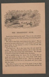 VINTAGE ILLUSTRATIONS - THE DISOBEDIENT DUCK & A SAUCY BOY 1919- STORY & A POEM - Picture 1 of 2