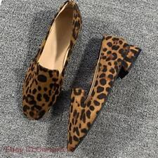 Women's Square Toe Leopard Print Shoes Block Heels Ankle Slip-on Retro Sexy Pump