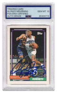 Alonzo Mourning Signed Hornets 1992-93 Topps Rookie Card #393 (PSA - Auto 10) - Picture 1 of 2