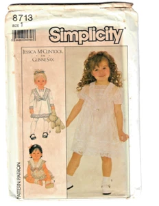 8713 Vestido Vintage Simplicity Patrón de Costura Niñas Años 80 Niño Encaje Recortado 1 - Imagen 1 de 4