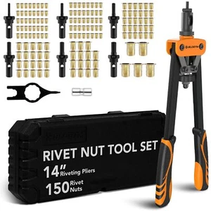 BLOSTM 14" 150 Rivet Nut Riveter Gun Heavy Duty Riveting Kit Nutsert Tool Rivnut - Picture 1 of 7