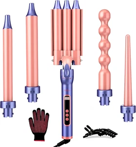 Curling Iron, 3 Barrel Hair Curler with Interchangeable Ceramic Barrels - Picture 1 of 11
