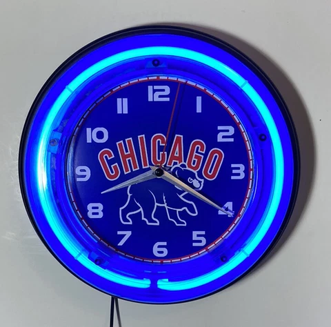 Chicago Cubs Nostalgic mascot Logo neon clock Cover