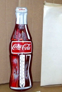 Coke Coca-Cola - GAS STATION Thermometer Sign RARE RED COLOR Bottle Shape IN BOX - Picture 1 of 13
