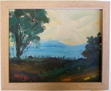 Framed Original Australian Landscape Sunset Painting Artist Rod Moore