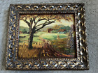 Vintage Impressionist oil on canvas painting landscape rural country Rose Wells