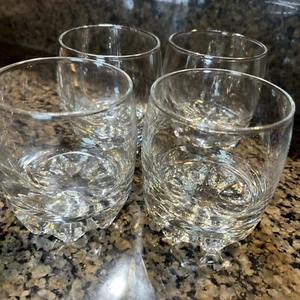 Vintage 4-Crystal Clear Rocks Glasses Tumblers Made In Italy Barware Heavy 3.5" - Picture 1 of 4