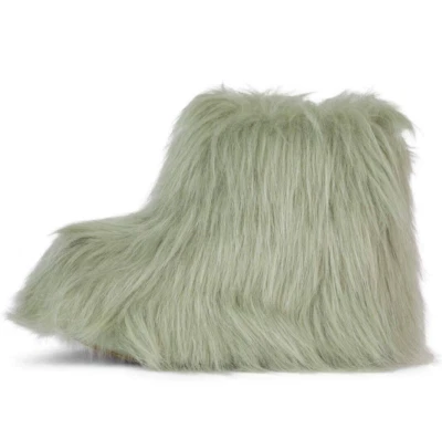 Jeffrey Campbell Light Green Fluffy Faux Fur Ankle Boots Size US 9 - Image 1 of 4