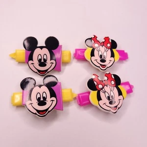 Vtg 90s Mickey Minnie Mouse Disney Hair Clip Barrette Set Of 4 Plastic USA - Picture 1 of 3