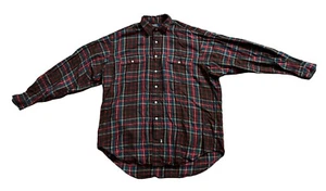 Vintage Polo Ralph Lauren Shirt Mens Plaid Rayon Button Up L Long Sleeve Relaxed - Picture 1 of 11
