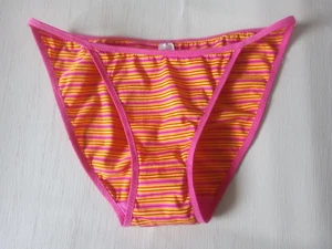 Large BALI STUDIO 90s Poly Stretch STRING Lo Rise Striped Bikini Pantie 32" 34" - Picture 1 of 10