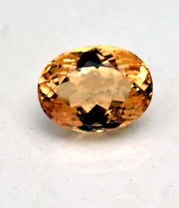 15,64 kt natürlicher orangegelber Citrin zertifiziert oval geschliffener loser Edelstein Brasilien - Bild 1 von 5