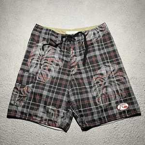 Vintage Quicksilver Board Shorts Mens 34 Floral Plaid Swim Trunks Summer Y2K - Picture 1 of 10