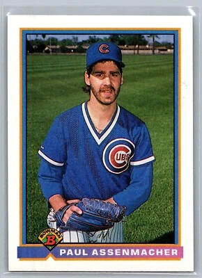 1991 TOPPS BOWMAN CARD # 431 Paul Assenmacher - Chicago Cubs - Image 1 of 2
