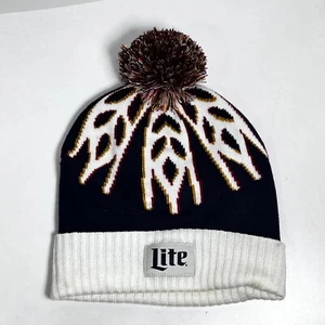 Miller Lite Winter Beanie Hat Miller Nordic Pom Pom Blue Hat Snowboarding Ski - Picture 1 of 4