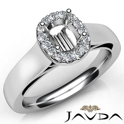 14k White Gold Cushion Diamond Engagement Halo U Cut Prong Semi Mount 0.2Ct Ring - Image 1 of 4
