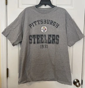 NFL Team Apparel Mens T-shirt Pittsburgh Steelers Short Sleeve Gray Distress XL - Picture 1 of 3
