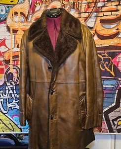 Mighty Mac Men's Handsome Outwear Brown Leather Coat Handmade USA Size XL - Picture 1 of 5