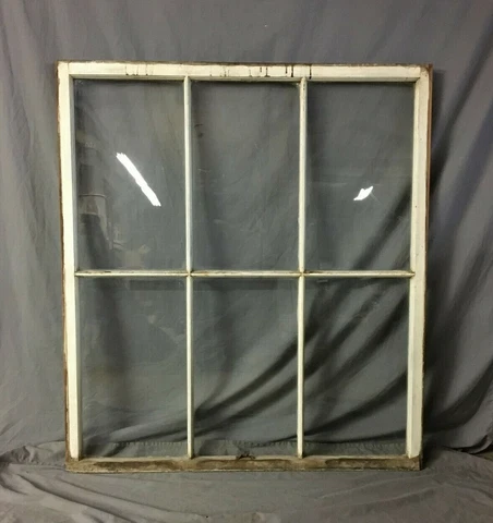 Antique 6 Lite Schoolhouse Window Sash 46x51 Vtg Old 175-20B Cover