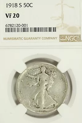 1918-S Walking Liberty Half Dollar : NGC VF20 - Image 1 of 4