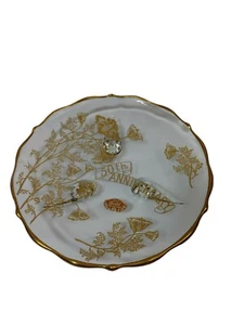 VINTAGE"SILVER CITY GLASS CO." 22K Gold ON CRYSTAL50th. ANNIVERSARY PLATE&SERVER - Picture 1 of 3