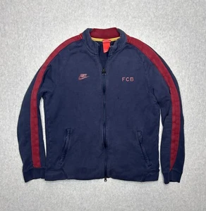 Nike FCB Barcelona Sweatshirt Men’s Large Blue Full Zip Soccer Pullover Fits M - Picture 1 of 16