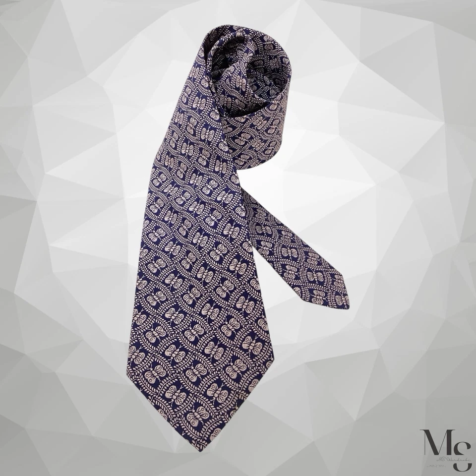 Corbata de seda BOTTEGA VENETA púrpura pastel estampado mariposa Italia con: 3,75" EX CD Foto 1 de 4