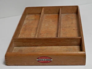 Vintage Wooden Oak Cutlery Box SAFE-T-TRAY With Dovetail Corners - Picture 1 of 15