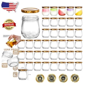 Paquete de 40 frascos herméticos de conservas de mermelada de 6 OZ - Elegante almacenamiento de especias de albañil transparente - Imagen 1 de 9