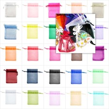 50/100/200pcs 9x12cm Organza Cadeau Sachets Pochettes Mariage Fête Bijoux
