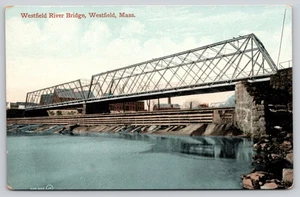 Westfield Massachusetts Westfield River Bridge Steel Truss Vintage Postcard - Picture 1 of 2