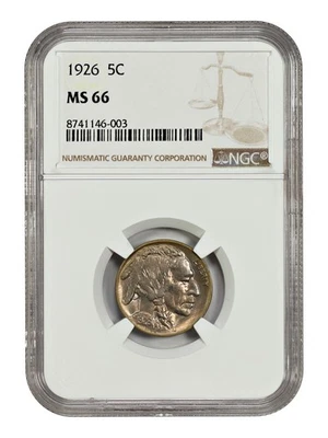 Монета номиналом 5 центов 1926 NGC MS66 — с изображением буйвола - Изображение 1 из 4