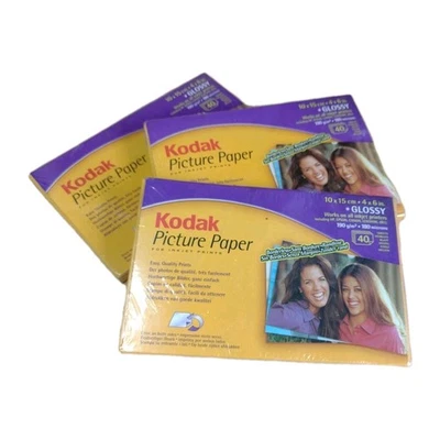3 Packs - KODAK Inkjet Picture Paper 10x15 cm 4x6" Glossy 40 Sheets - New Sealed - Image 1 of 4