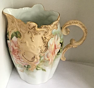 Vintage Leonard Vienna Austria Hand Painted Floral Porcelain Pitcher Vase  7 1/2 - Picture 1 of 7
