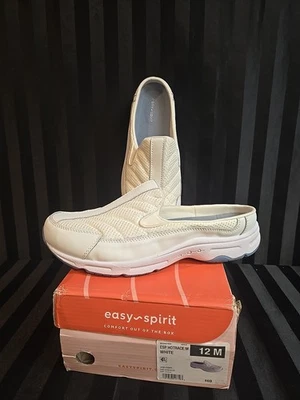 Новая поврежденная коробка Easy Spirit женские США 12 Hotrace белые кожаные мулы - Изображение 1 из 4
