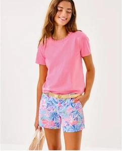 NWT! Awesome Lilly Pulitzer Callahan Shorts Womens Size 4 Pink And White - Picture 1 of 9