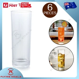 Set of 6 Tall Drinking Glasses Clear Highball Tumbler Water Juice Cocktail Cup - Picture 1 of 3