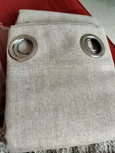 Linen Look Eyelet Curtains - Picture 1 of 5